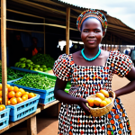 **

"A Zambian woman, fully clothed in a colorful traditional Chitenge dress, standing confidently in front of a vibrant marketplace in Lusaka, holding a basket of fresh produce, perfect anatomy, natural proportions, professional, appropriate content, safe for work."

**