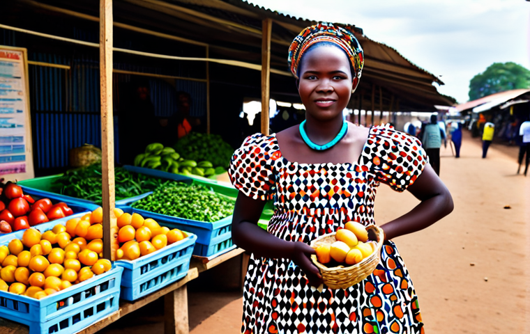 **

"A Zambian woman, fully clothed in a colorful traditional Chitenge dress, standing confidently in front of a vibrant marketplace in Lusaka, holding a basket of fresh produce, perfect anatomy, natural proportions, professional, appropriate content, safe for work."

**