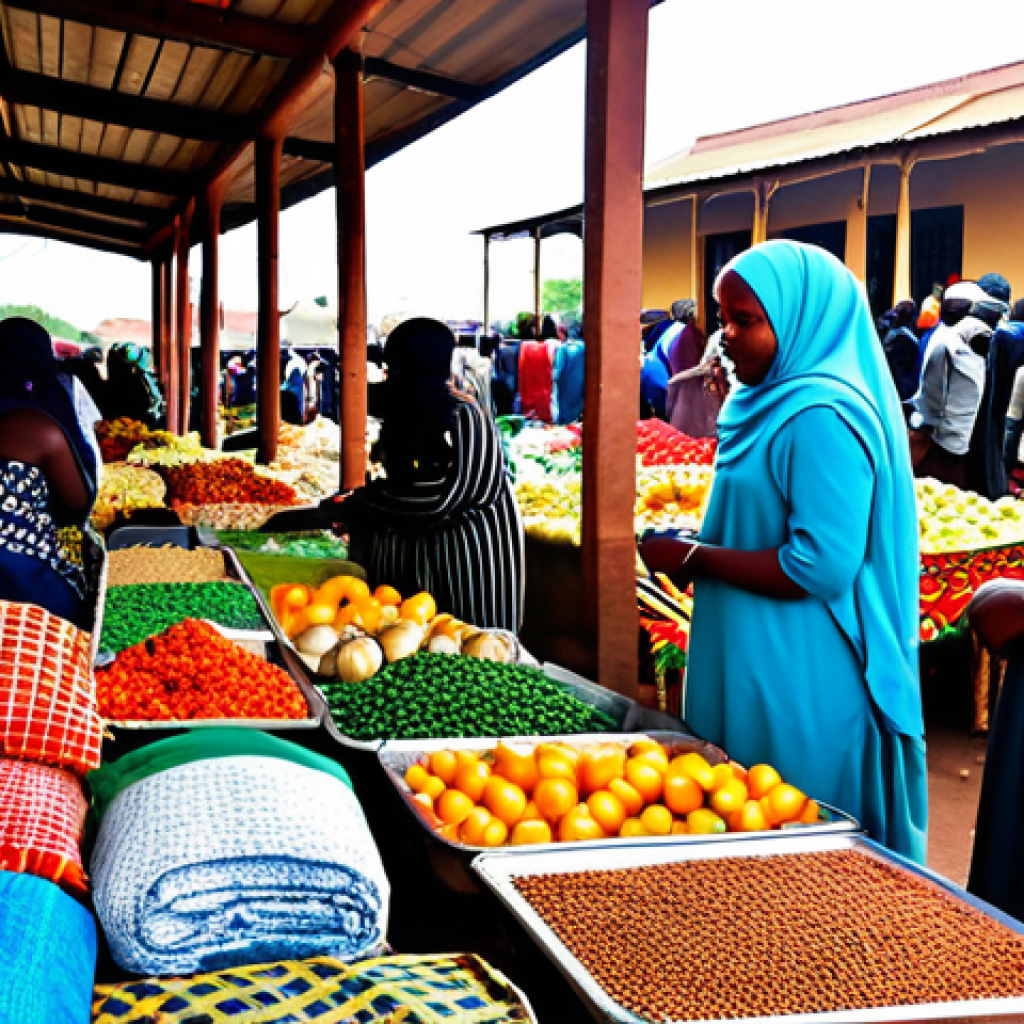 **

"A diverse group of Zambian people, including some wearing modest Muslim attire (hijab, modest dresses), gathered in a bustling marketplace in Lusaka. Stalls are overflowing with colorful fabrics, fresh produce, and handcrafted goods. In the background, a modern building contrasts with traditional market stalls. The scene showcases the blending of cultures and religions in Zambia. safe for work, appropriate content, fully clothed, professional, natural proportions, well-formed hands, vibrant colors, high-quality photography."

**