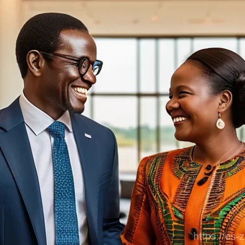 잠비아 미국 관계 - **Prompt:** A symbolic image representing the strong diplomatic bond and shared history between Zamb...