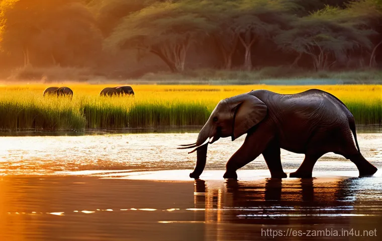 잠비아 사파리 캠핑 - **Prompt 1: "South Luangwa Walking Safari at Golden Hour"**
    A lone adventurer, a woman in her la...