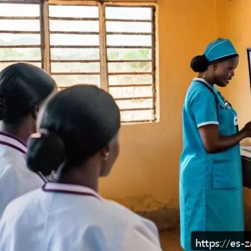잠비아 의료 시스템 - A modern rural health clinic in Zambia equipped with digital medical record systems, showing healthc...